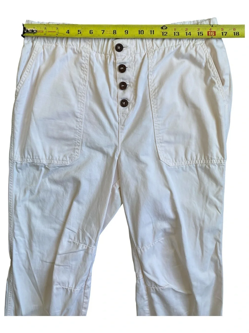 Free People Women's Ivory High-Waist Cropped Jogger Pants Size M